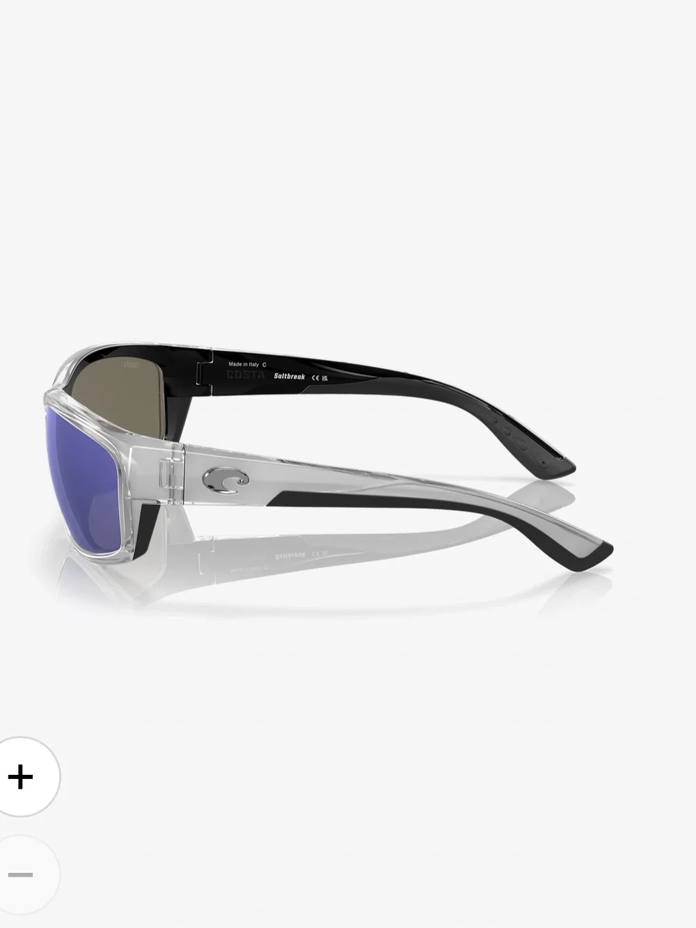 Costa Del Mar Saltbreak Clear Frame Blue Mirrored Lens Sunglasses